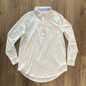 NWOT - LANDS’ END Women’s White Cotton Modal Henley Shirt
